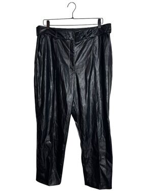 Ted Baker Faydell Black Faux Leather Belted Straight Leg Pants
